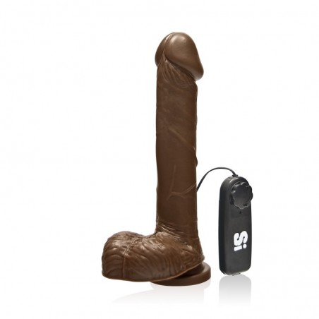 SI IGNITE Vibrating Cock with Balls and Suction, 20 cm (8 in), Brown - TOYS