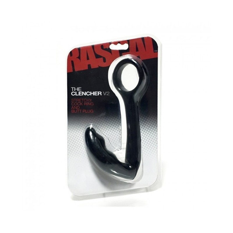 Rascal, The Clencher V2, Stretchable Cockring, Butt Plug, PVC, Black, OS - TOYS