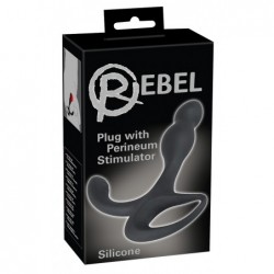 Rebel Silicone Butt Plug with Perineum Stimulator, Black, 15,5 cm (6 in) - TOYS