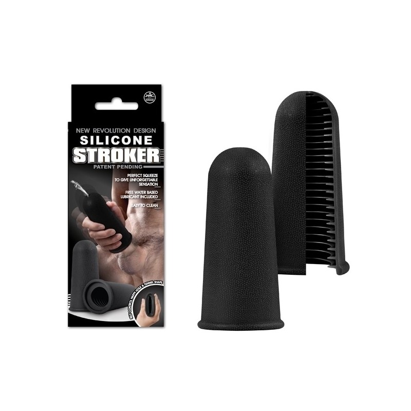 Silicone Stroker, Silicone Masturbator, Black - TOYS